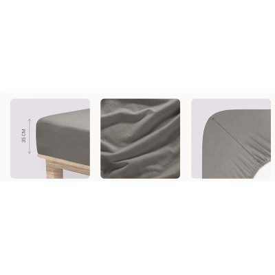 Jersey Lycra prostěradlo Andrea Simone boxspring - Granite Gray (18-5204)
