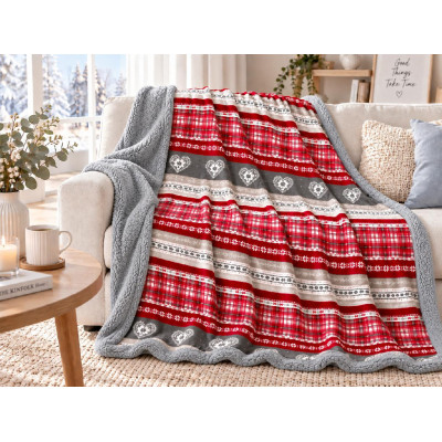Deka s beránkem mikroflanel Tartan Heart, dárkové balení