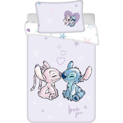 Povlečení bavlněné do postýlky 135x100+40x60 - Lilo and Stitch "Purple" baby